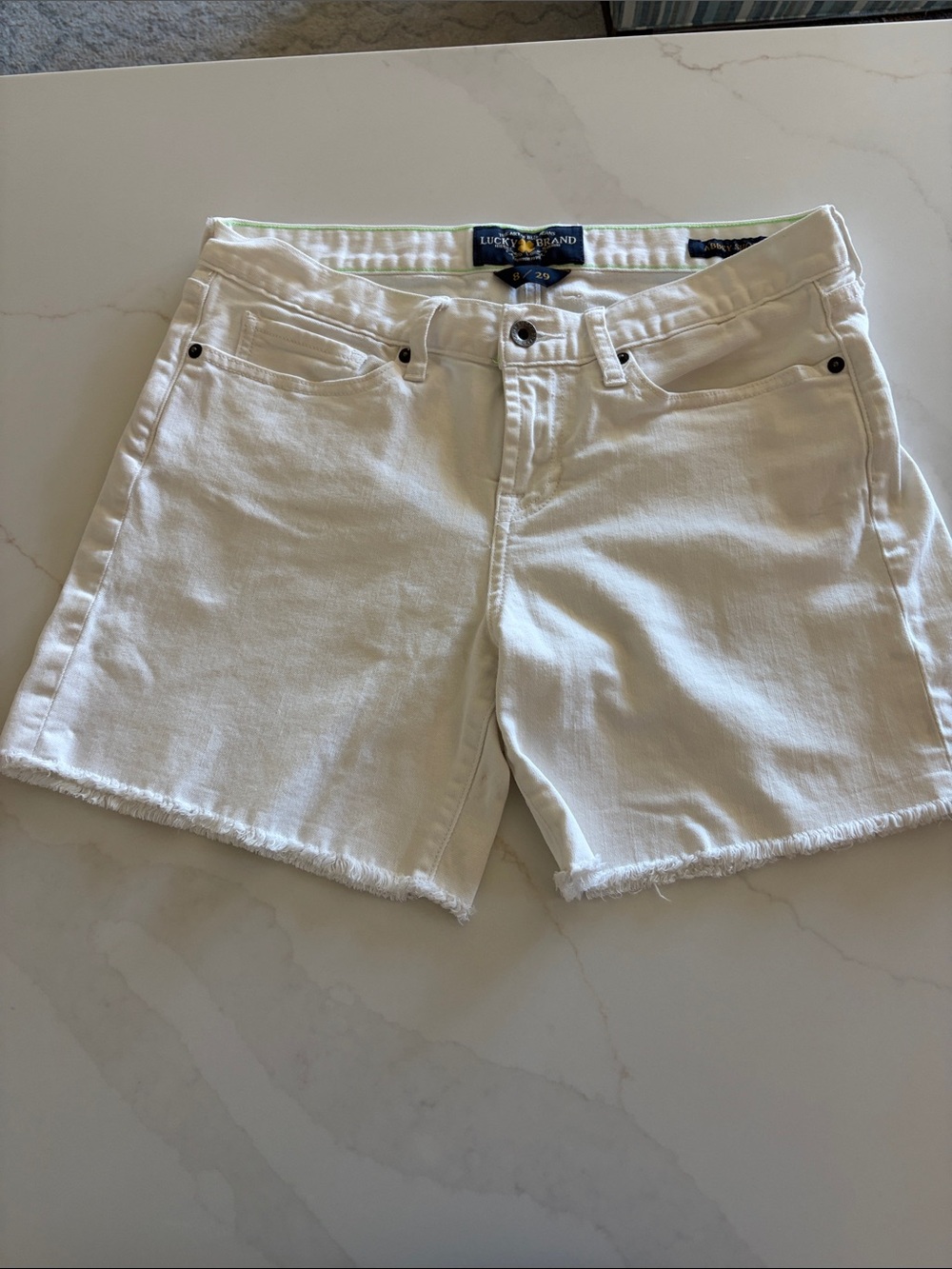 Lucky Brand White Frayed Hem Denim Shorts